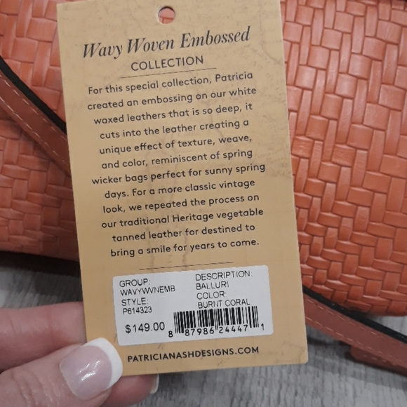 Patricia Nash Burnt Coral Balluri Weave Crossbody Purse NEW Woven Adjustable HOT - Picture 3 of 7